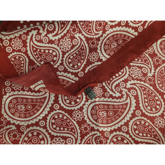 Red Patchwork Paisley Polka Dot Handkerchief Bandana 20" Retro Scarf Square - Picture 9 of 13